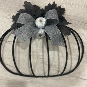 Black Pumpkin Fall Wreath, Pumpkin Wreath, Fall Wall Hanging, Home Decor